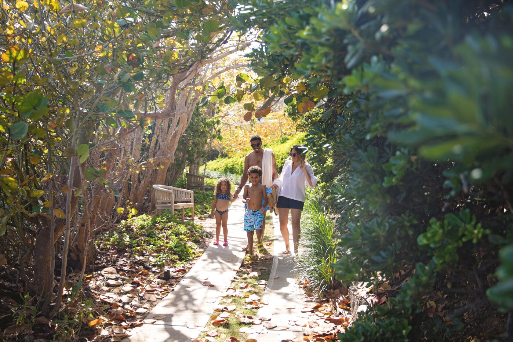 family walking