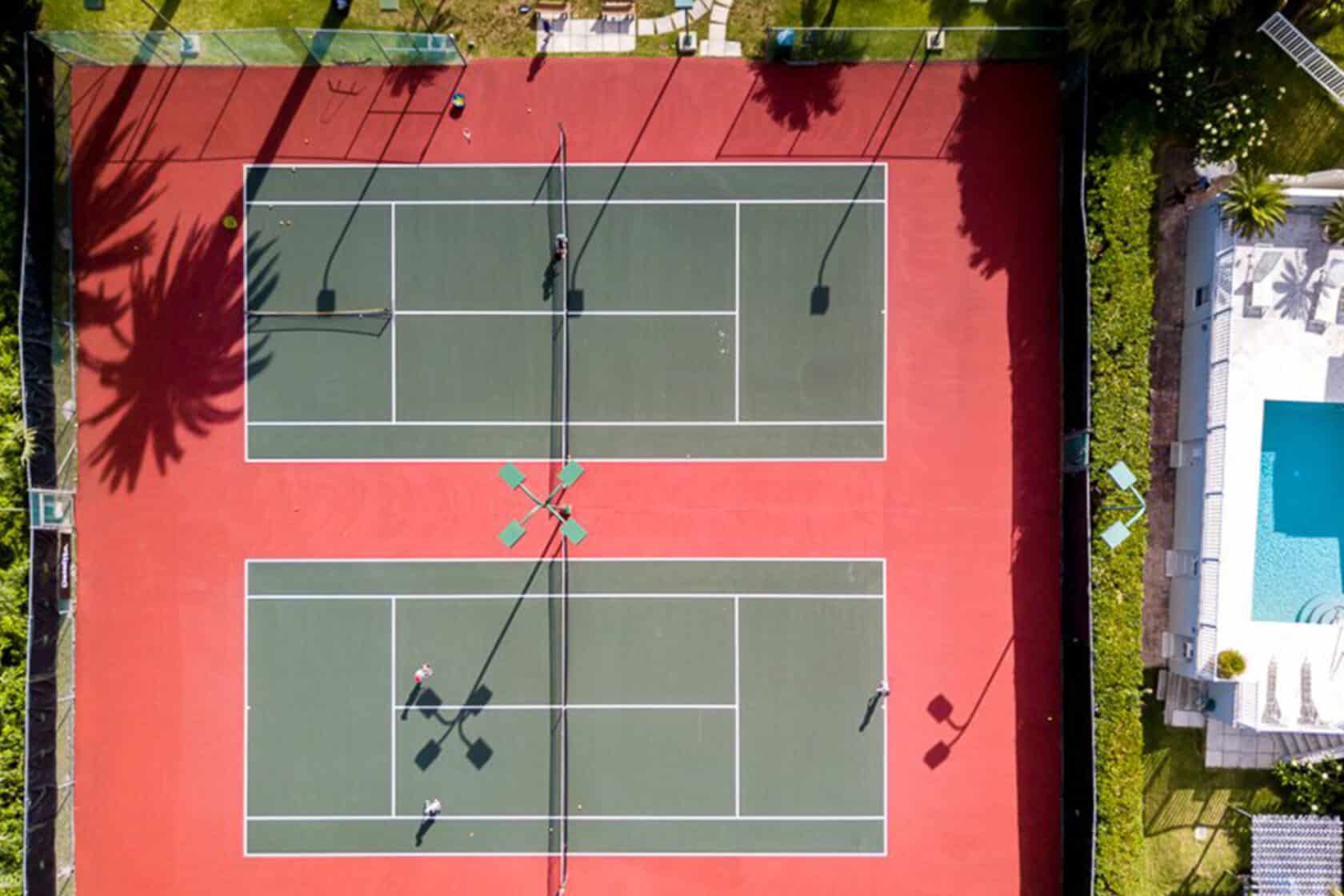 arial view of tennis courts in bermuda