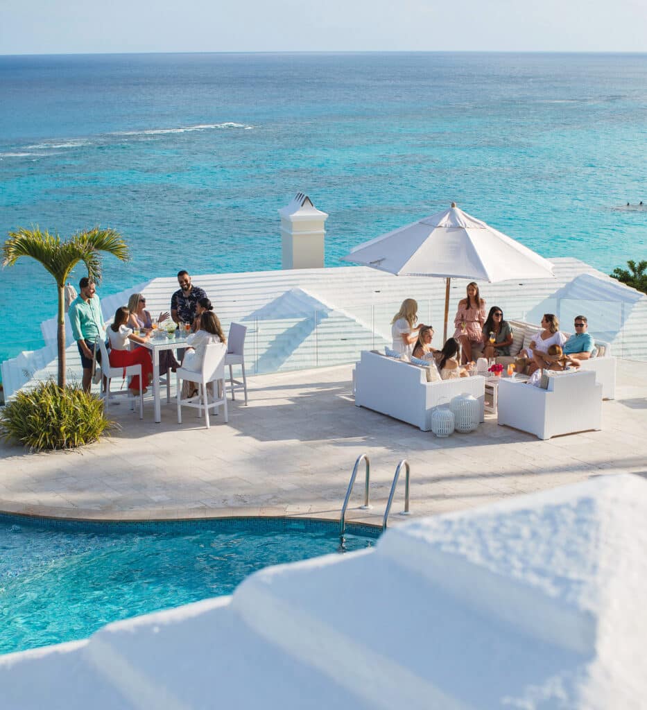 people dining on the ocean in bermuda