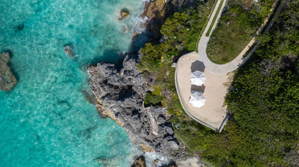 arial view of a cliff in bermuda